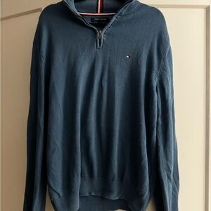 Tommy Hilfiger Men's Blue Quarter-Zip Sweater